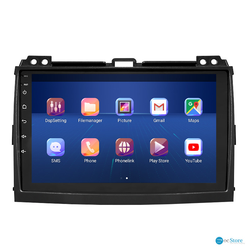 Штатная магнитола Lesko для Toyota Land Cruiser Prado 120 Series Рестайлинг 2007-2009 экран 9" 4/32Gb 4G Wi-Fi GPS Top