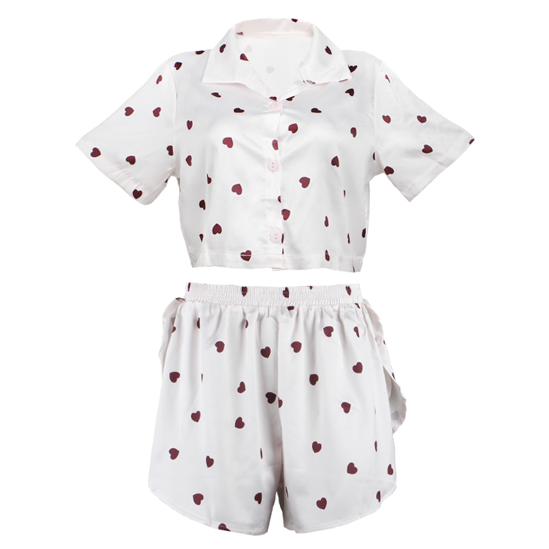 Женский комплект для дома и сна 2S5247B рубашка и шорты женская пижама белая с сердечками L