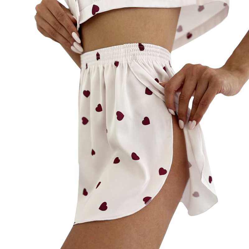 Женский комплект для дома и сна 2S5247B рубашка и шорты женская пижама белая с сердечками L
