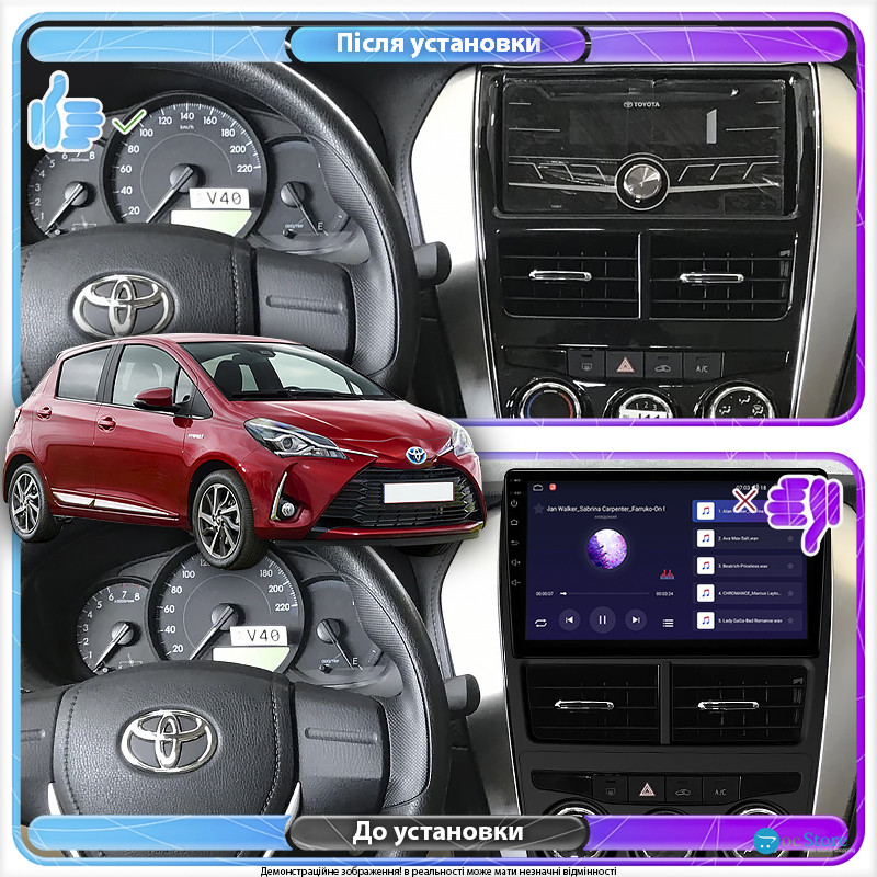 Штатная магнитола Lesko для Toyota Yaris III Рестайлинг 2 2017-2020 экран 9" 4/32Gb 4G Wi-Fi GPS Top