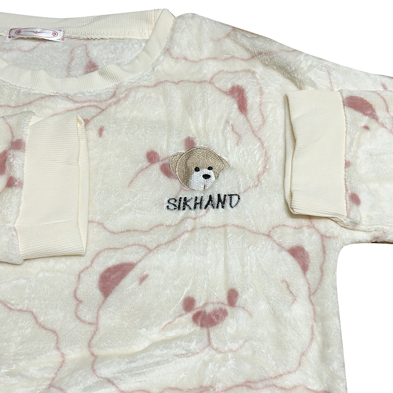 Комплект женской пижамы 301 Bear Pink рубашка с длинным рукавом и штанами теплая M