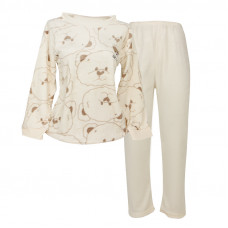 Комплект женской пижамы 305 Bear Brown рубашка с длинным рукавом и штанами фланелевая теплая M