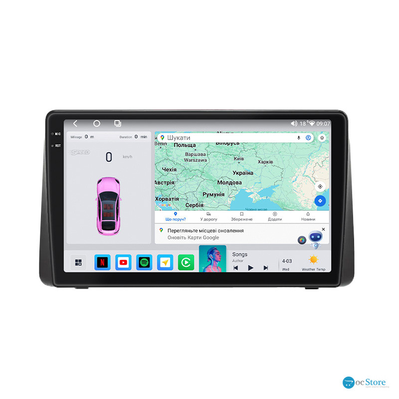 Штатная магнитола Lesko для Dodge Caravan V 2007-2020 экран 9" 4/64 QLED CarPlay 4G Wi-Fi GPS 360 Prime