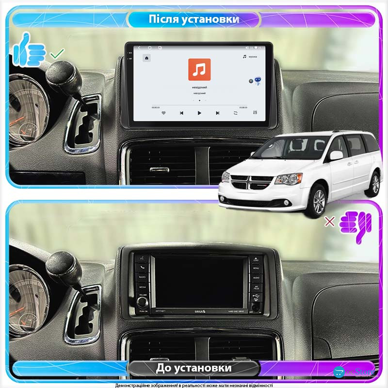 Штатная магнитола Lesko для Dodge Caravan V 2007-2020 экран 9" 4/64 QLED CarPlay 4G Wi-Fi GPS 360 Prime