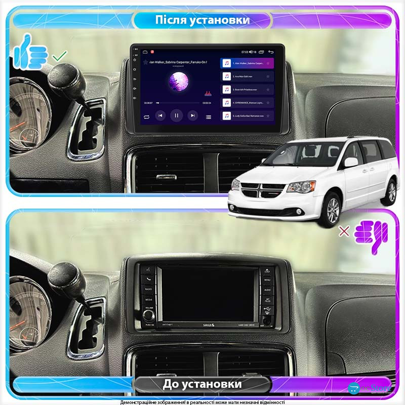 Штатная магнитола Lesko для Dodge Caravan V 2007-2020 экран 9" 2/32Gb 4G Wi-Fi GPS Top
