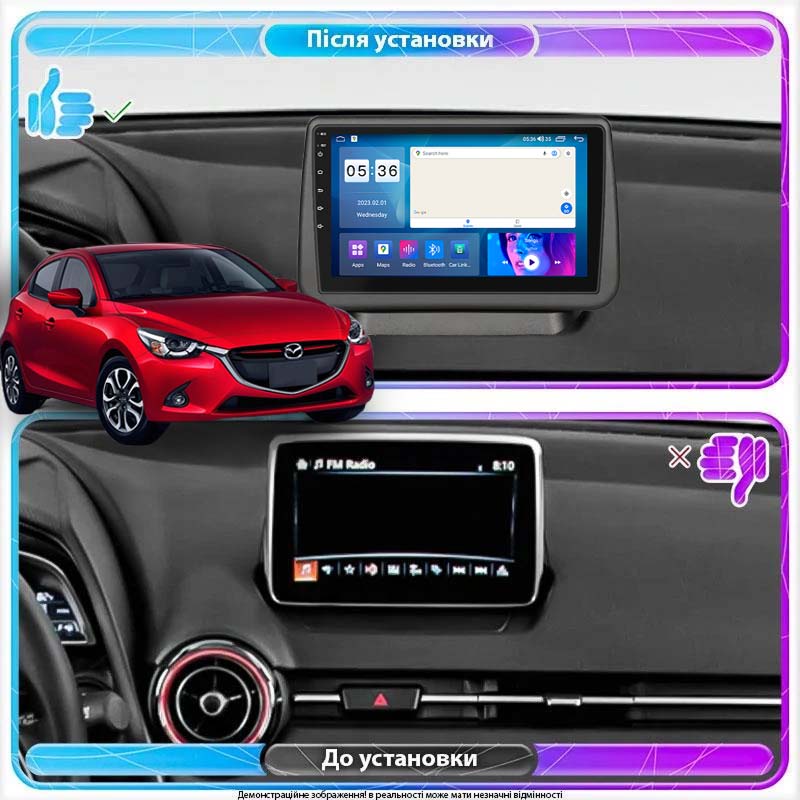 Штатная магнитола Lesko для Mazda Demio IV (DJ) 2014-2019 экран 9" 2/32Gb CarPlay 4G Wi-Fi GPS Prime