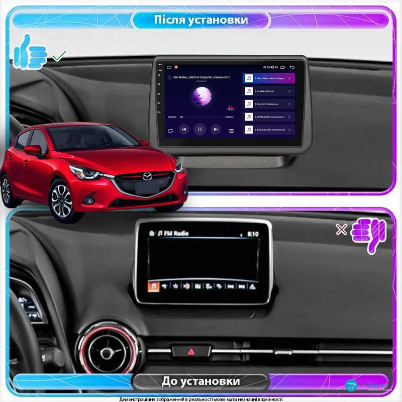 Штатная магнитола Lesko для Mazda Demio IV (DJ) 2014-2019 экран 9" 6/128Gb 4G Wi-Fi GPS Top