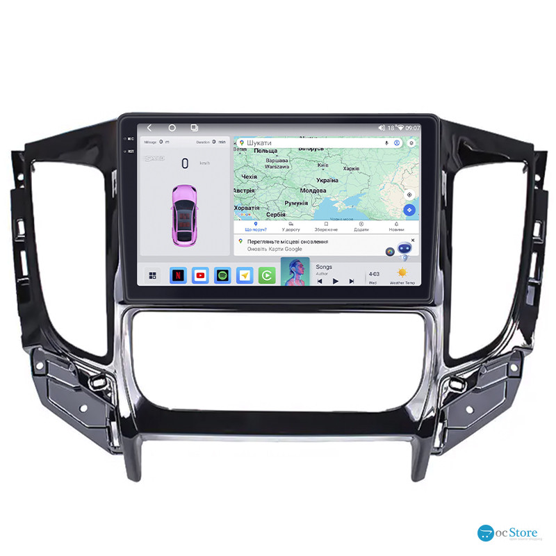Штатная магнитола Lesko для Mitsubishi Pajero Sport III ver. 2 2015-2019 экран 9" 4/64 QLED CarPlay 4G Wi-Fi GPS 360 Prime