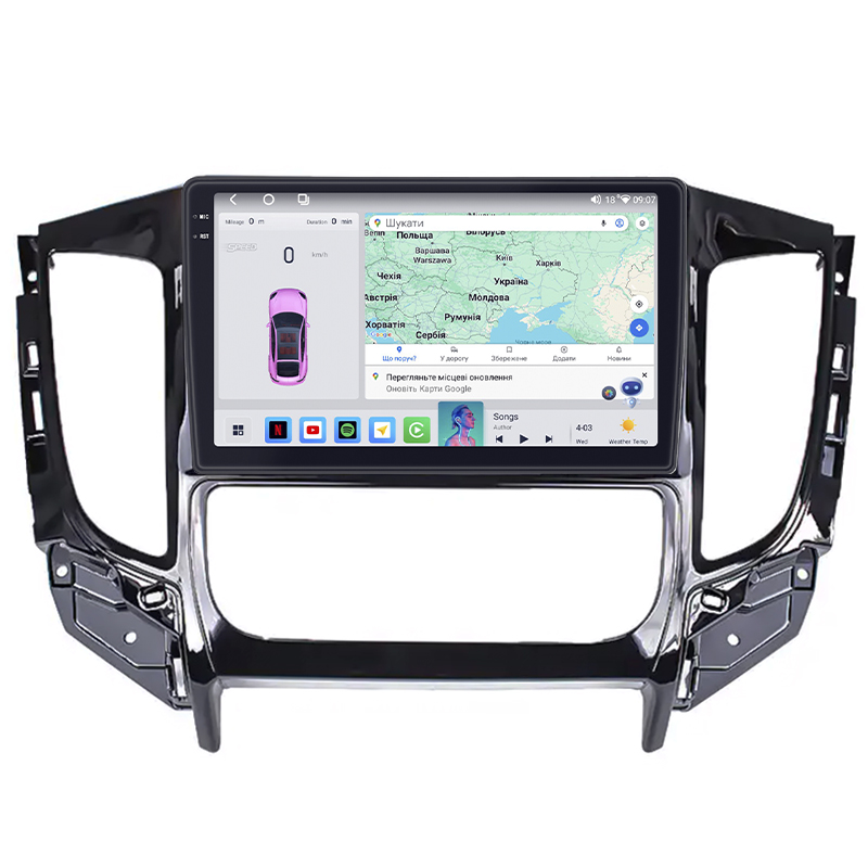 Штатная магнитола Lesko для Mitsubishi Pajero Sport III ver. 2 2015-2019 экран 9" 4/64 QLED CarPlay 4G Wi-Fi GPS 360 Prime