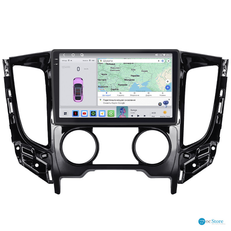 Штатная магнитола Lesko для Mitsubishi Pajero Sport III ver.1 2015-2019 экран 9" 4/64 QLED CarPlay 4G Wi-Fi GPS 360 Prime