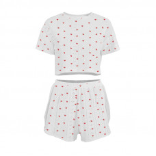 Женский комплект для дома и сна SM24107AYH футболка и шорты женская пижама белая с красными сердечками M