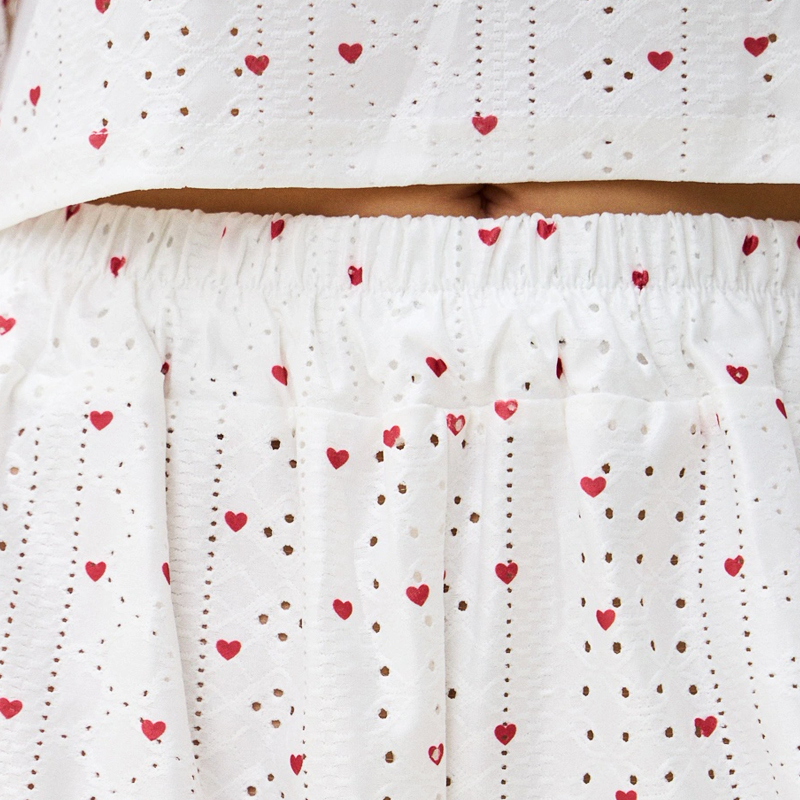 Женский комплект для дома и сна SM24107AYH футболка и шорты женская пижама белая с красными сердечками M