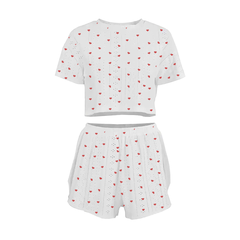 Женский комплект для дома и сна SM24107AYH футболка и шорты женская пижама белая с красными сердечками S