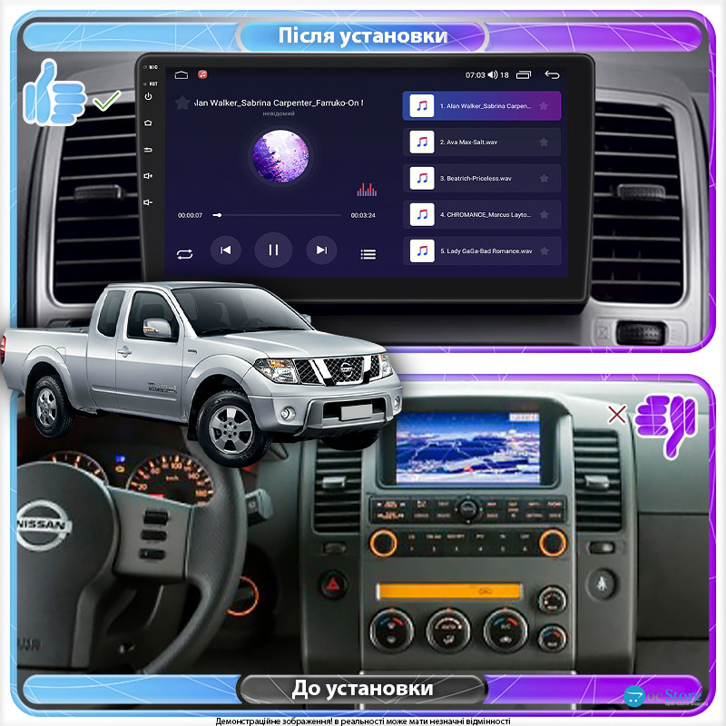 Штатная магнитола Lesko для Nissan Navara (Frontier) III (D40) ver 2 2005-2010 экран 9" 4/32Gb 4G Wi-Fi GPS Top