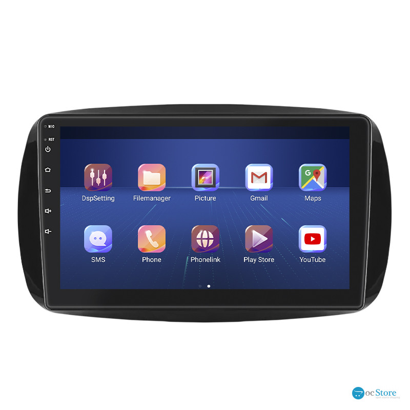 Штатная магнитола Lesko для Smart Fortwo III 2014-н.в. экран 9" 4/32Gb 4G Wi-Fi GPS Top