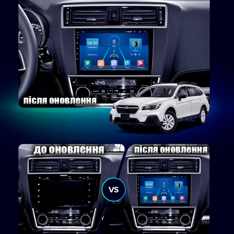 Штатная магнитола Lesko для Subaru Legacy VI 2014-2017 экран 9" 4/32Gb 4G Wi-Fi GPS Top