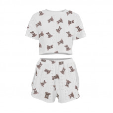 Женский комплект для дома и сна SM24107AYH футболка и шорты женская пижама белая с мишками S