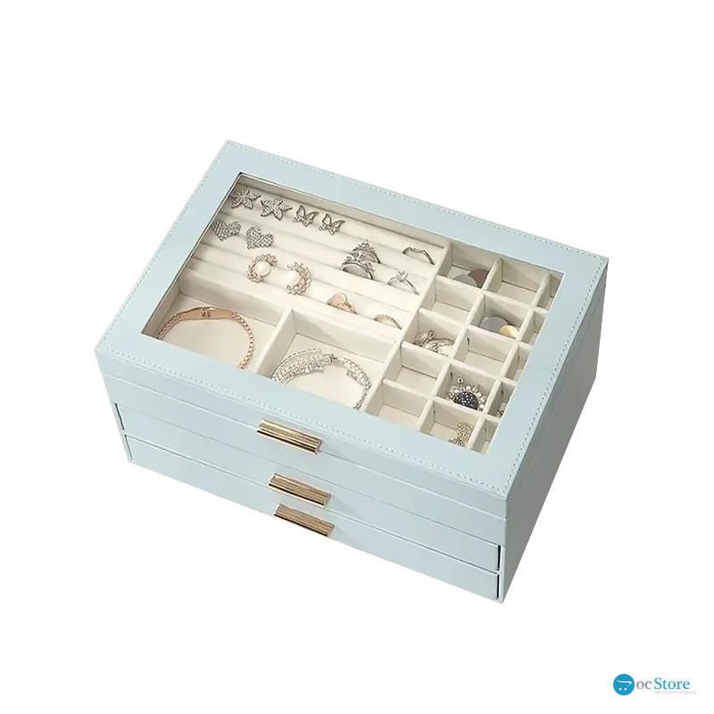 Шкатулка Casegrace SP-01223 для украшений и ювелирных изделий трехуровневая 26,5*18*13,5 см Blue