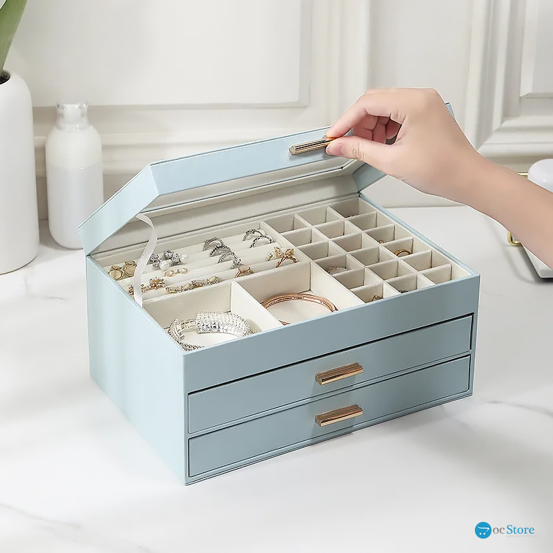 Шкатулка Casegrace SP-01223 для украшений и ювелирных изделий трехуровневая 26,5*18*13,5 см Blue