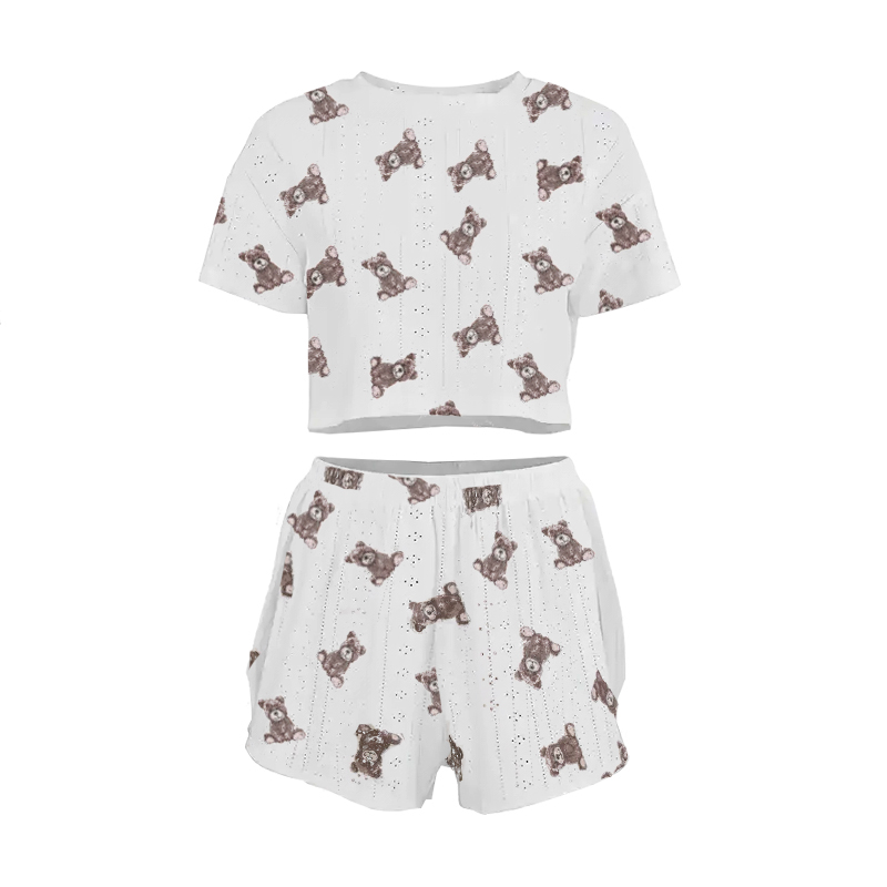 Женский комплект для дома и сна SM24107AYH футболка и шорты женская пижама белая с мишками XL