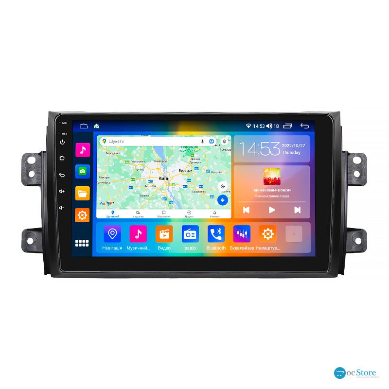 Штатная магнитола Lesko для Fiat Sedici  2005-2014 экран 9" 2/32Gb CarPlay 4G Wi-Fi GPS Prime
