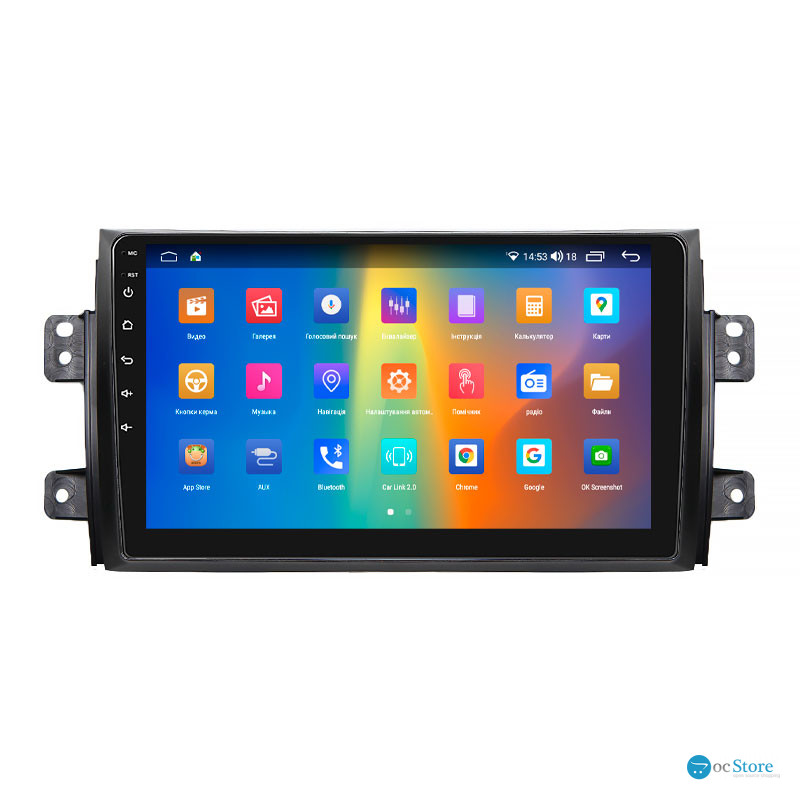 Штатная магнитола Lesko для Fiat Sedici  2005-2014 экран 9" 2/32Gb CarPlay 4G Wi-Fi GPS Prime