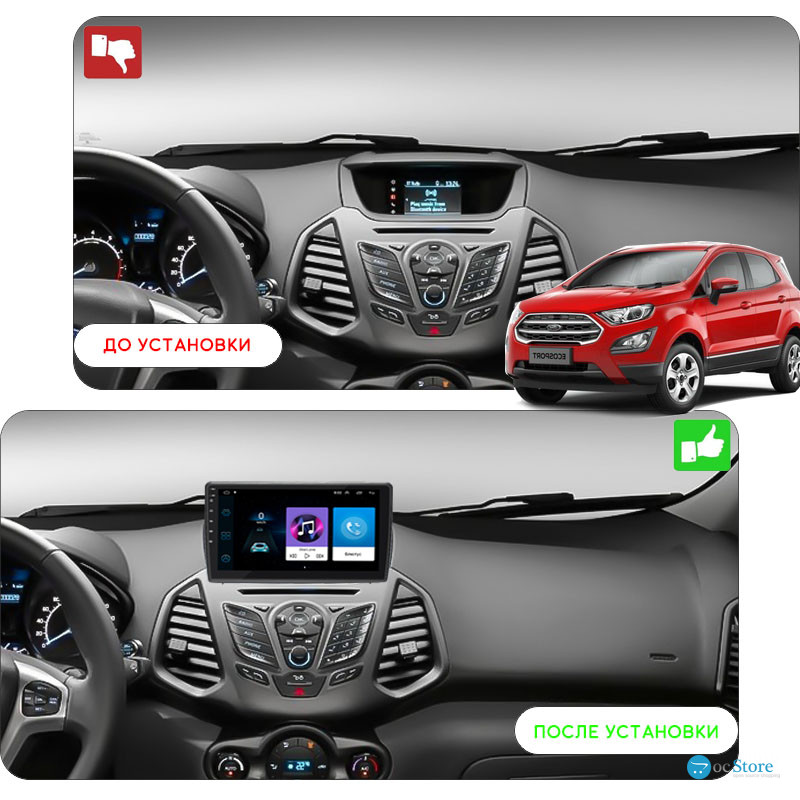 Штатная магнитола Lesko для Ford EcoSport I Рестайлинг 2017-н.в. экран 10" 1/16Gb Wi-Fi GPS Base