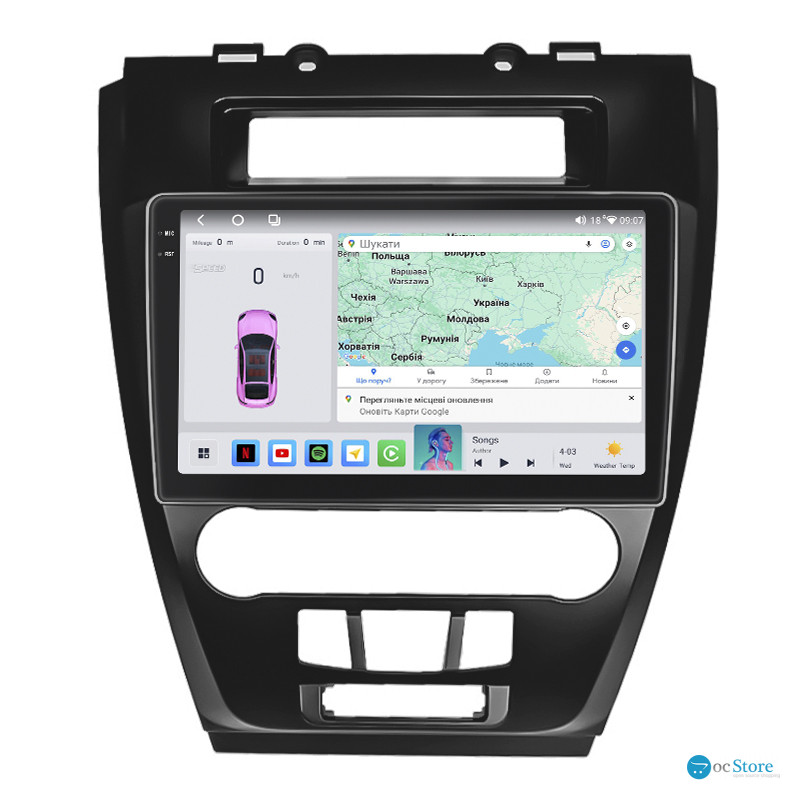 Штатная магнитола Lesko для Ford Fusion I Рестайлинг 2009-2012 экран 10" 4/64 QLED CarPlay 4G Wi-Fi GPS 360 Prime