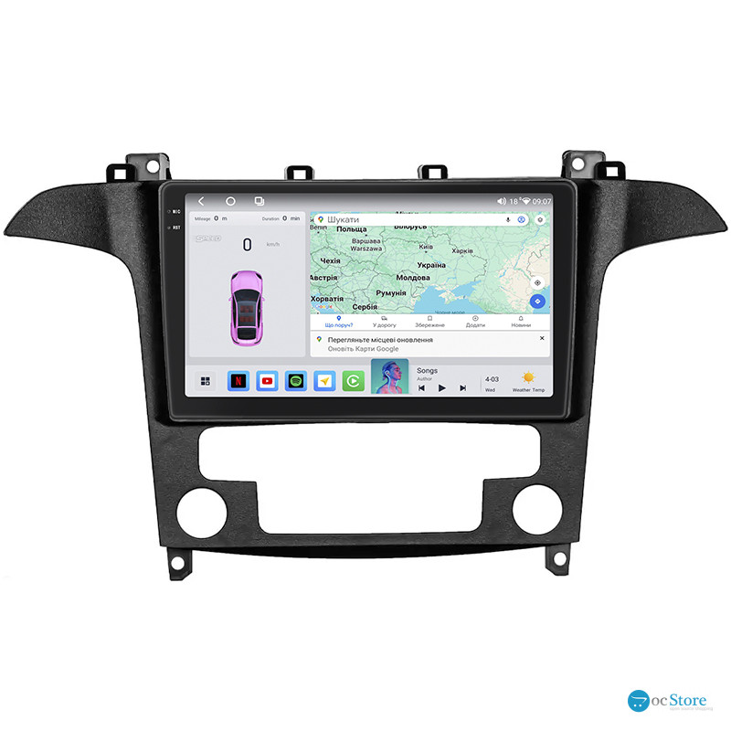 Штатная магнитола Lesko для Ford Galaxy II ver 2 2006-2010 экран 9" 4/64 QLED CarPlay 4G Wi-Fi GPS 360 Prime