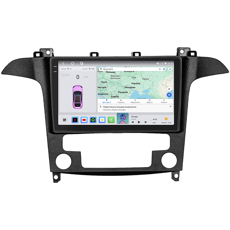 Штатная магнитола Lesko для Ford Galaxy II ver 2 2006-2010 экран 9" 4/64 QLED CarPlay 4G Wi-Fi GPS 360 Prime