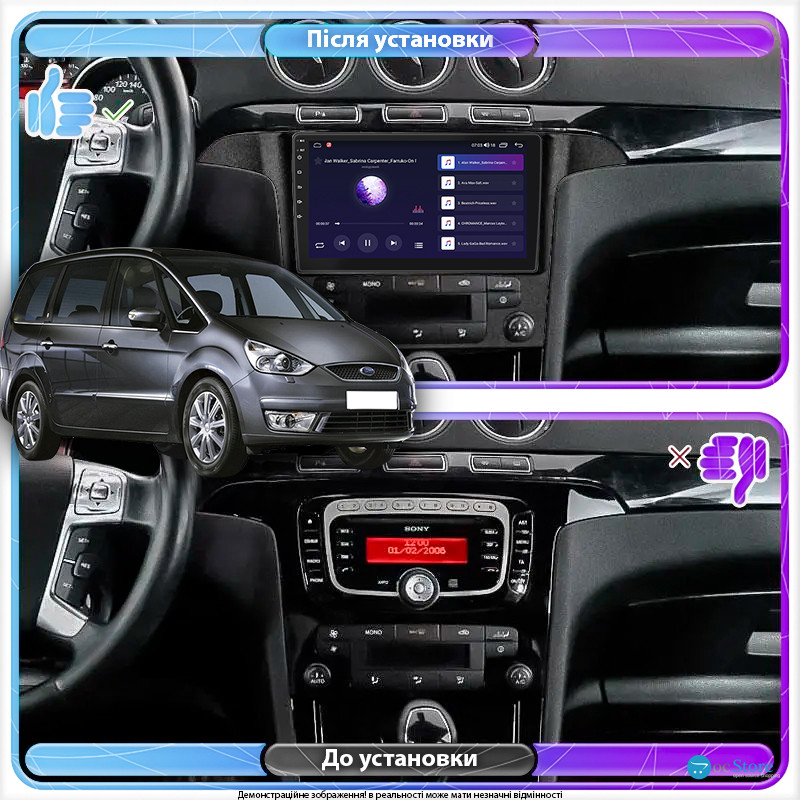 Штатная магнитола Lesko для Ford Galaxy II ver 2 2006-2010 экран 9" 4/32Gb 4G Wi-Fi GPS Top