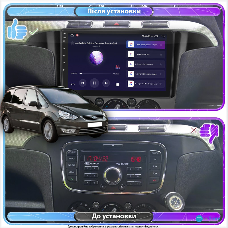 Штатная магнитола Lesko для Ford Galaxy II Рестайлинг ver 2 2010-2015 экран 9" 2/32Gb CarPlay 4G Wi-Fi GPS Prime
