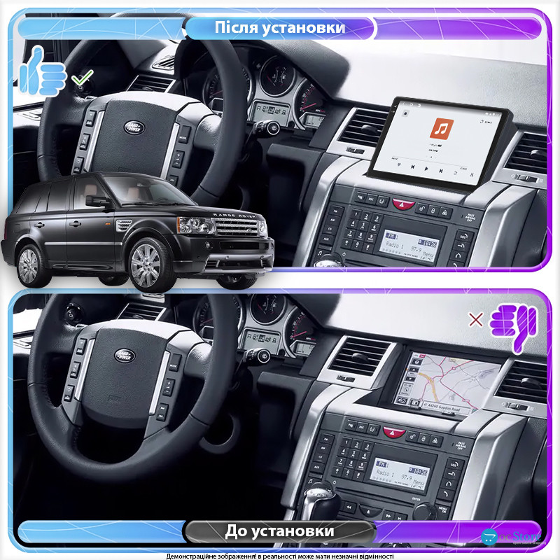 Штатная магнитола Lesko для Land Rover Range Rover Sport I 2005-2009 экран 9" 4/64 QLED CarPlay 4G Wi-Fi GPS 360 Prime