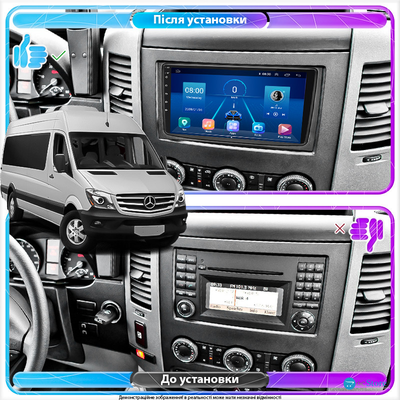 Штатная магнитола Lesko для Mercedes-Benz Sprinter II (W906) 2006-2013 экран 9" 4/64Gb 4G Wi-Fi GPS Top