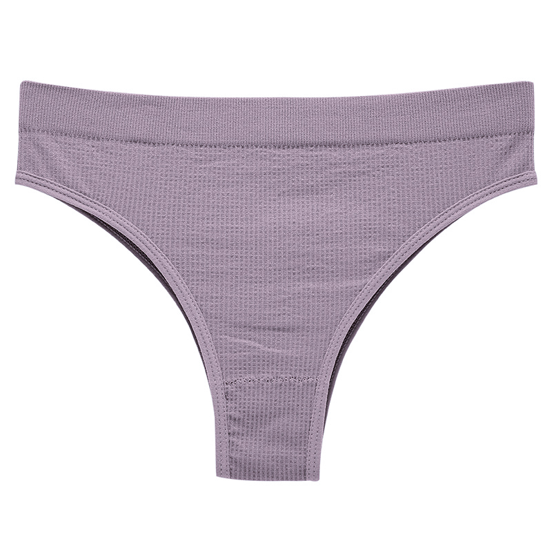 Женские бесшовные трусики бразилианы в рубчик A02# Лиловый XL