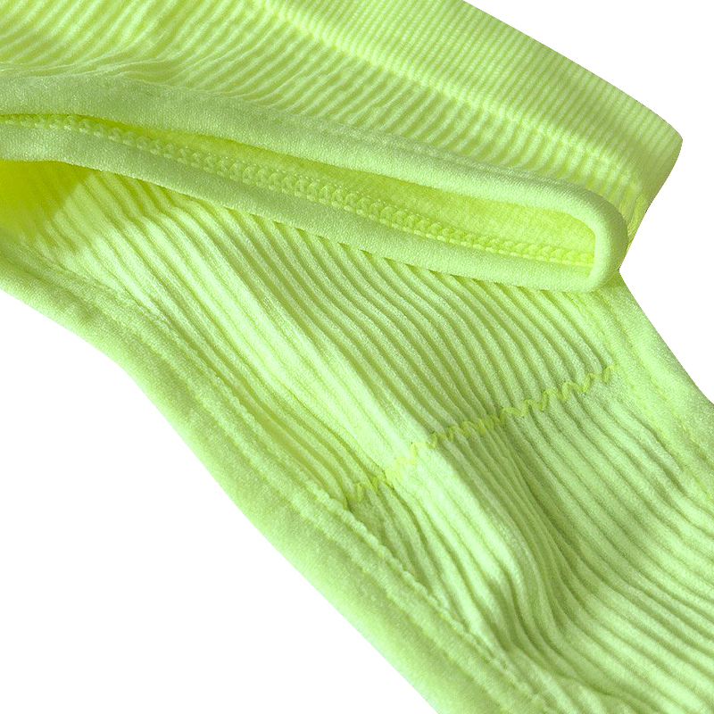 Женские бесшовные трусики бразилианы в рубчик A02# Неоновый Желтый XL