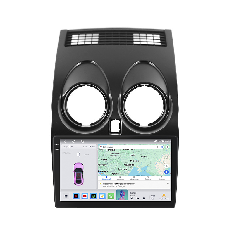 Штатная магнитола Lesko для Nissan Qashqai I Рестайлинг 2010-2013 экран 9" 4/64 QLED CarPlay 4G Wi-Fi GPS 360 Prime