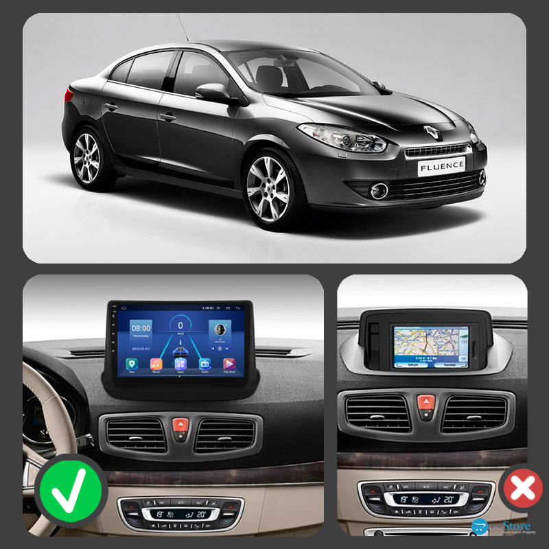 Штатная магнитола Lesko для Renault Fluence I 2009-2013 экран 9" 6/128Gb 4G Wi-Fi GPS Top