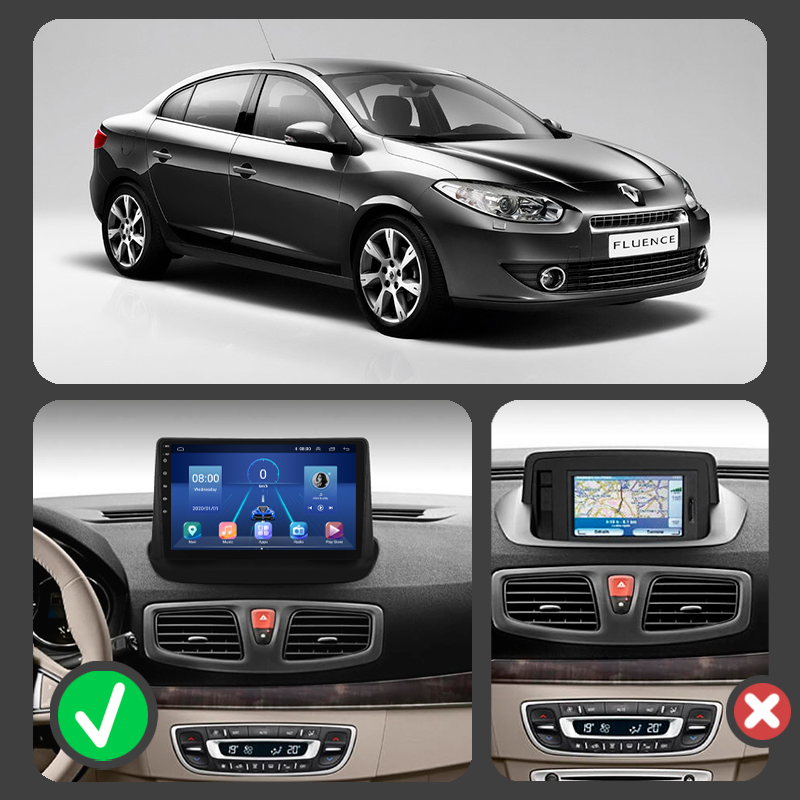 Штатная магнитола Lesko для Renault Fluence I 2009-2013 экран 9" 6/128Gb 4G Wi-Fi GPS Top