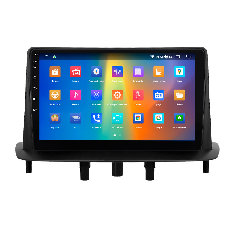 Штатная магнитола Lesko для Renault Megane III Рестайлинг 2 2014-2016 экран 9" 2/32Gb CarPlay 4G Wi-Fi GPS Prime