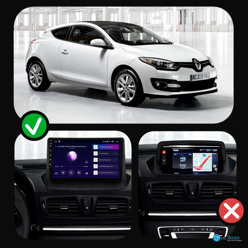 Штатная магнитола Lesko для Renault Megane III Рестайлинг 2 2014-2016 экран 9" 2/32Gb CarPlay 4G Wi-Fi GPS Prime