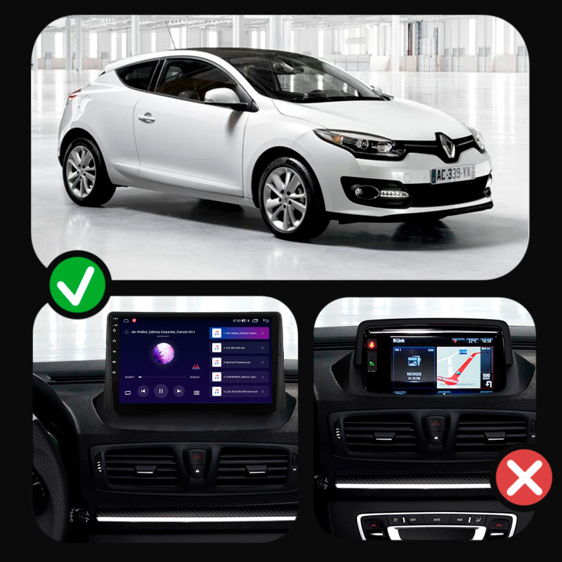 Штатная магнитола Lesko для Renault Megane III Рестайлинг 2 2014-2016 экран 9" 2/32Gb CarPlay 4G Wi-Fi GPS Prime