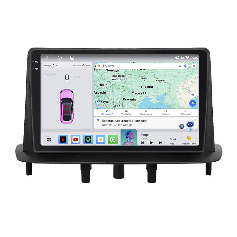 Штатная магнитола Lesko для Renault Megane III Рестайлинг 2 2014-2016 экран 9" 4/64 QLED CarPlay 4G Wi-Fi GPS 360 Prime