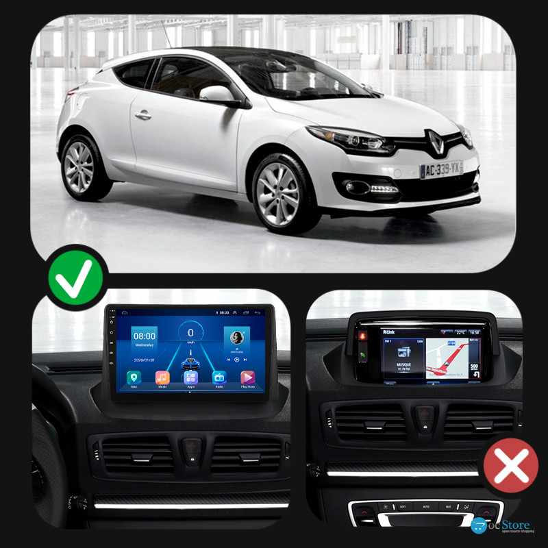 Штатная магнитола Lesko для Renault Megane III Рестайлинг 2 2014-2016 экран 9" 6/128Gb 4G Wi-Fi GPS Top