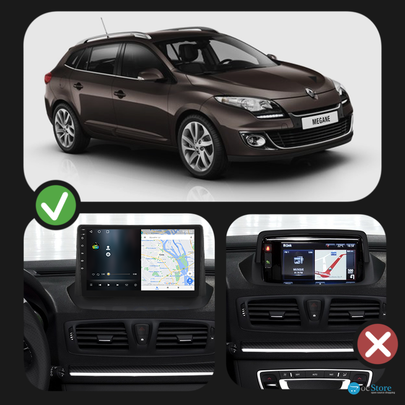 Штатная магнитола Lesko для Renault Megane III Рестайлинг 2012-2014 экран 9" 1/16Gb Wi-Fi GPS Base