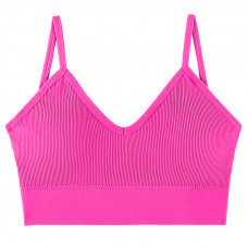 Топ женский в рубчик 08WX# с нерегулируемыми брителями съемные чашечки Розовый электрик L 80 ABC