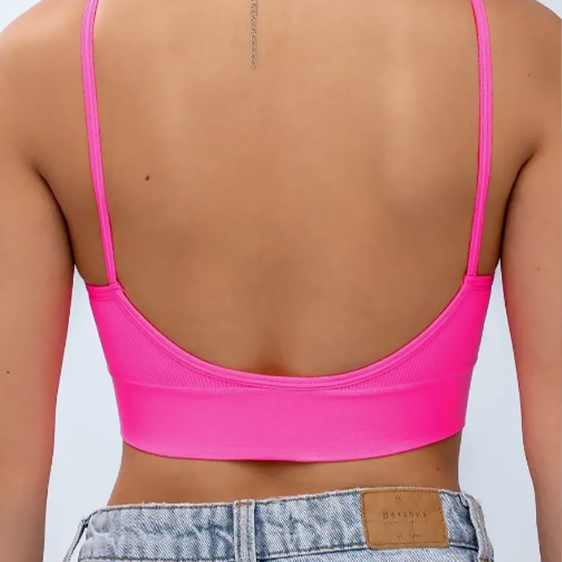 Топ женский в рубчик 08WX# с нерегулируемыми брителями съемные чашечки Розовый электрик XL 85 ABC