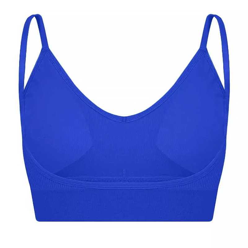 Топ женский в рубчик 08WX# с нерегулируемыми брителями съемные чашечки Синий M 70/75 ABC