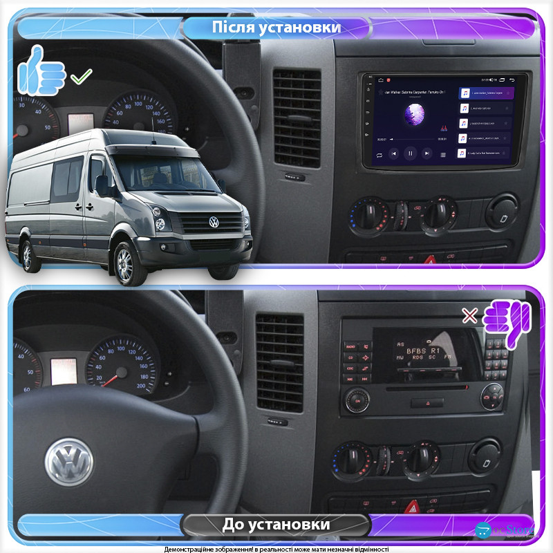 Штатная магнитола Lesko для Volkswagen Crafter I Рестайлинг 2011-2017 экран 9" 6/128Gb 4G Wi-Fi GPS Top