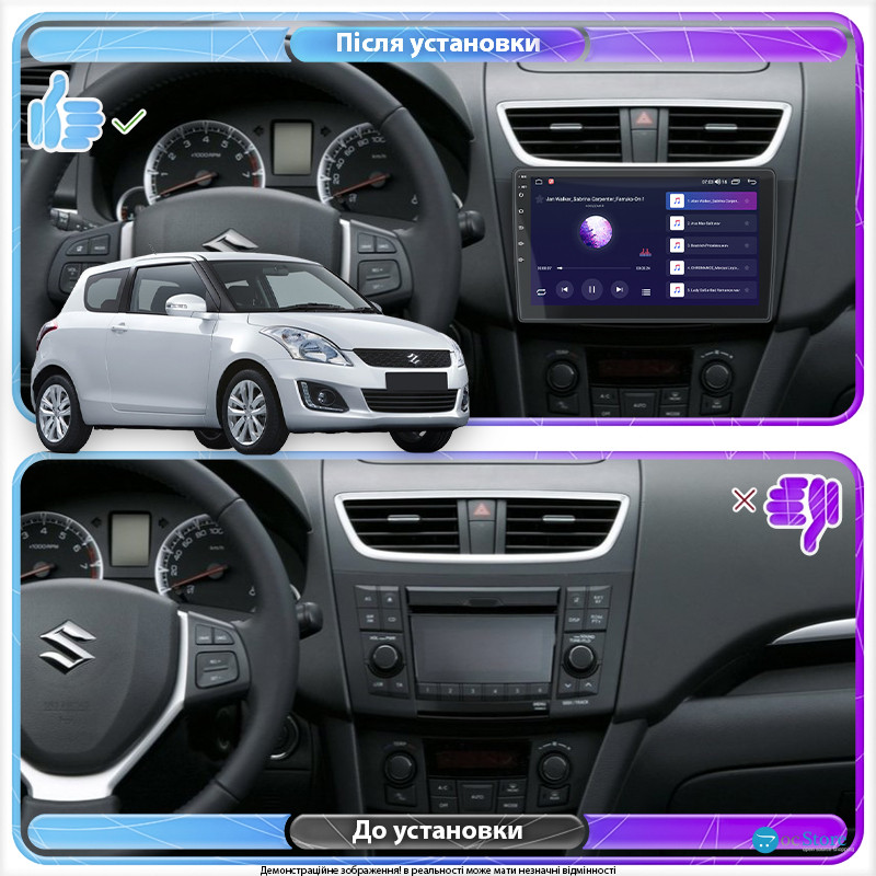 Штатная магнитола Lesko для Suzuki Swift IV Рестайлинг 2013-2017 экран 9" 2/32Gb Wi-Fi GPS Base